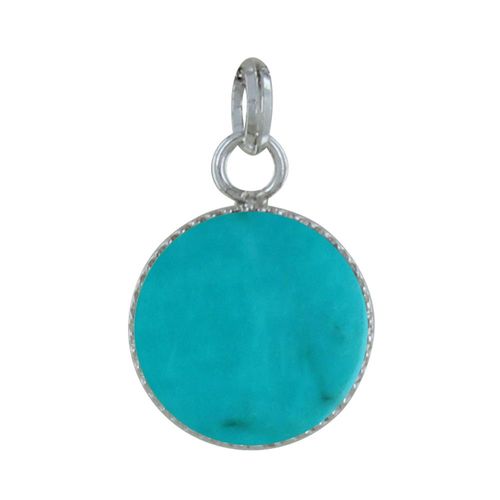Les Poulettes Bijoux - Pendentif Argent Rond Dentelé De Turquoise