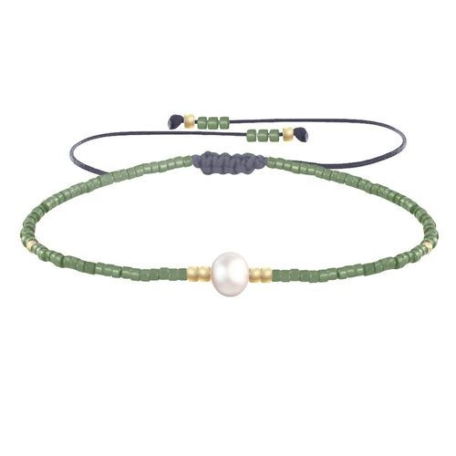 Les Poulettes Bijoux - Bracelet Lien Perle D'eau Douce Blanche Et Petites Perles Brillantes