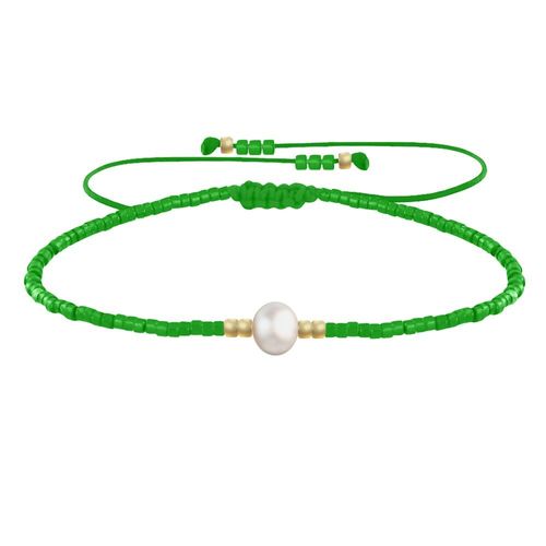 Les Poulettes Bijoux - Bracelet Lien Perle D'eau Douce Blanche Et Petites Perles Brillantes