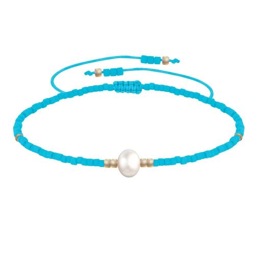 Les Poulettes Bijoux - Bracelet Lien Perle D'eau Douce Blanche Et Petites Perles Mates