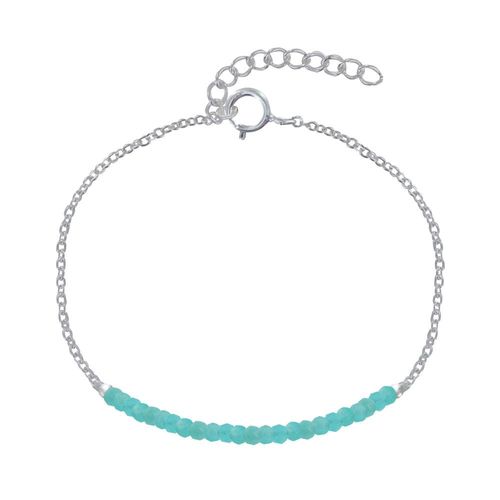 Les Poulettes Bijoux - Bracelet Argent Chaine Et Perles Facettées D'amazonite