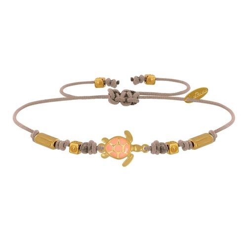 Les Poulettes Bijoux - Bracelet Tortue Émaillé Orange Laiton Doré Orange