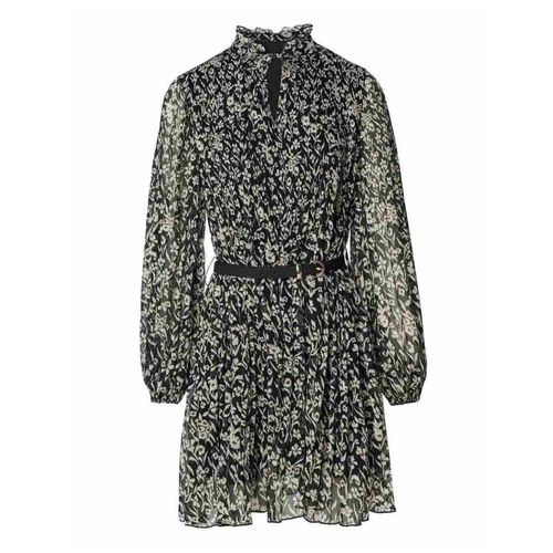 Robe Salsa Allover Pleated Dress With Belt Noir