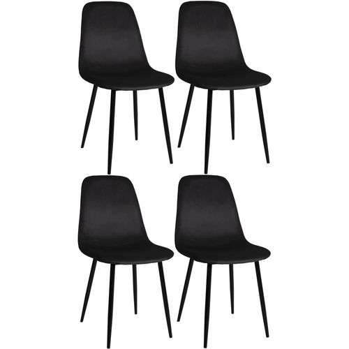 Lot De 4 Chaises De Salle À Manger Design Moderne Assise En Tissu Noir Pieds En Métal Métal Noir 10_0001827