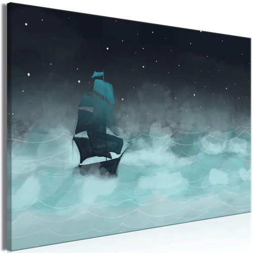 Tableau toile de décoration murale impression premium en 1 partie sur châssis en bois motif Deuxième variante des vagues nocturnes 90x60cm 11_0017850