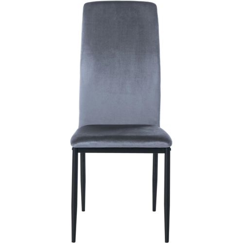 Chaise De Salle À Manger X1 Design Classique En Velours Gris Clair Piètement À Quatre Pieds En Métal Noir 10_0002095