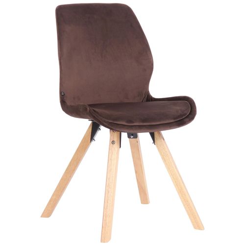 Chaise De Salle À Manger X1 Design Scandinave En Velours Marron Et Pieds En Bois Carrés Clair 10_0002311
