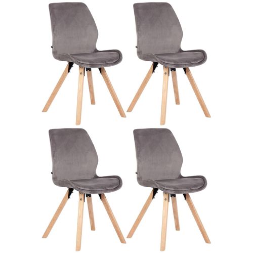 Lot De 4 Chaises De Salle À Manger Design Scandinave En Tissu Velours Gris Pieds En Bois 10_0001857