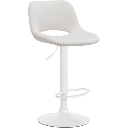 Tabouret De Bar Chaise Haute X1 Avec Repose-Pieds En Velours Crème Piètement Métallique Blanc 10_0004604