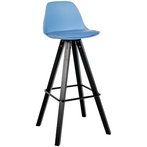 Tabouret De Bar Chaise Haute X1 Repose-Pieds Style Scandinave En Plastique Et Pvc Bleu Structure En Bois Noir Carré 10_0004631