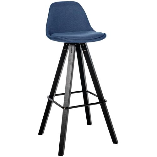Tabouret De Bar Chaise Haute X1 Repose-Pieds Style Scandinave En Tissu Bleu Structure En Bois Noir Carré 10_0004644