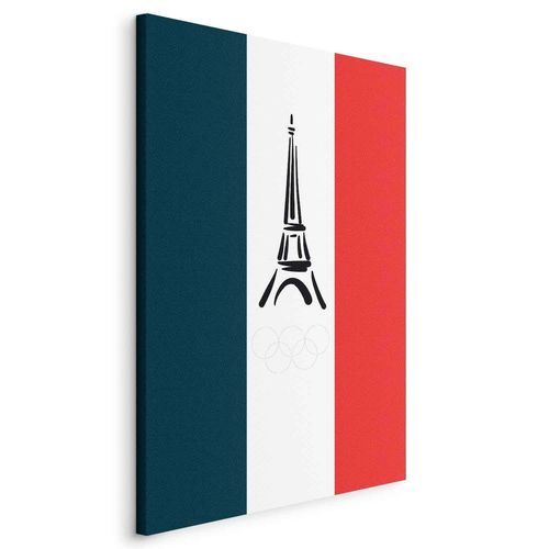 Tableau toile de décoration impression sur toile Jeux Olympiques de Paris motif Drapeau français avec graphique Tour Eiffel 20x30 cm 11_0018410