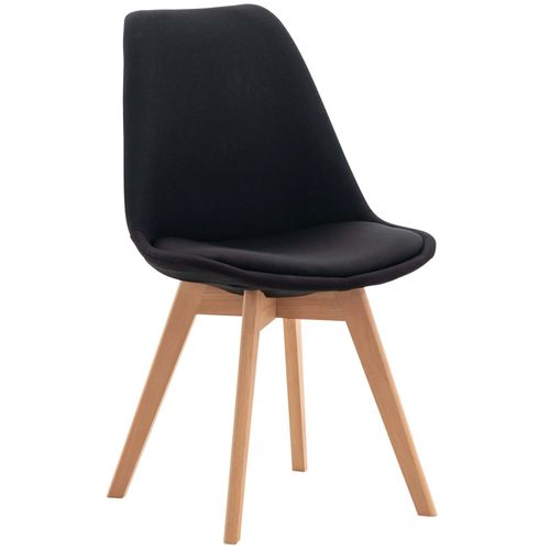 Chaise De Salle À Manger X1 Design Scandinave En Tissu Noir Et Pieds En Bois Clair 10_0002292