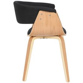 Chaise De Bureau Salle À Manger Style Scandinave Avec Revêtement En Tissu Noir Cadre En Bois Couleur Clair 10_0002194