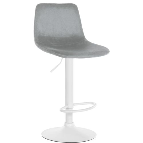 Tabouret De Bar X1 Repose-Pieds En Métal Blanc Confortable En Forme D'arc Assise En Velours Gris 10_0004786