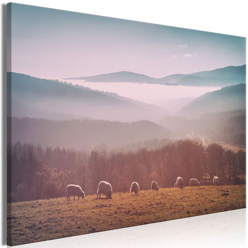 Tableau toile de décoration murale impression premium en 1 partie sur châssis en bois motif Troupeau de moutons 60x40 cm 11_0018112