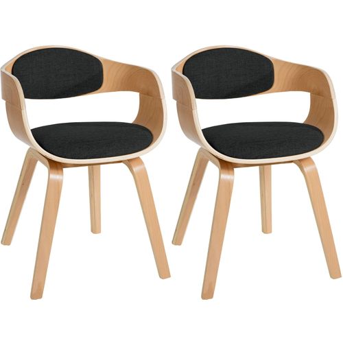 Lot De 2 Chaises De Salle À Manger Design Scandinave En Tissu Noir Et Structure En Bois Clair 10_0001717