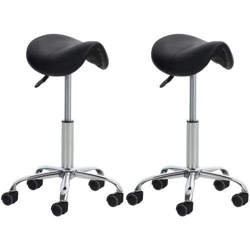 Lot De 2 Tabourets De Travail Cabinets Médicaux Les Salons De Beauté En Métal Chromé Assise En Pvc Noir 10_0002348