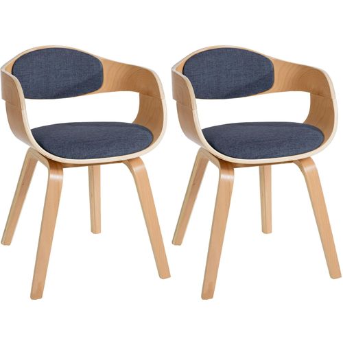 Lot De 2 Chaises De Salle À Manger Design Scandinave En Tissu Bleu Et Structure En Bois Clair 10_0001721