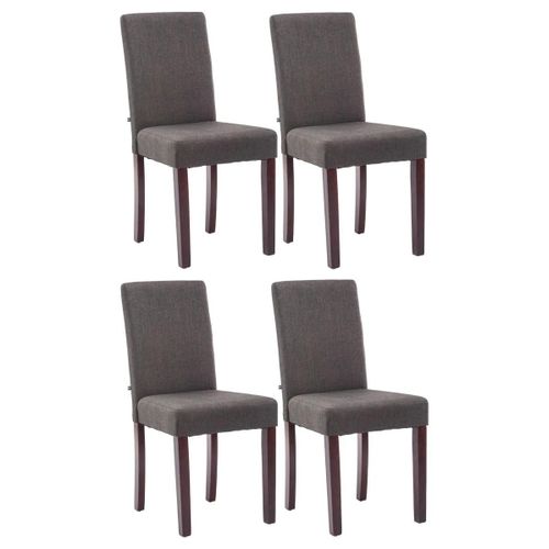 Lot De 4 Chaises De Salle À Manger Design Moderne En Tissu Gris Foncé Pieds En Bois Marron Foncé 10_0001770