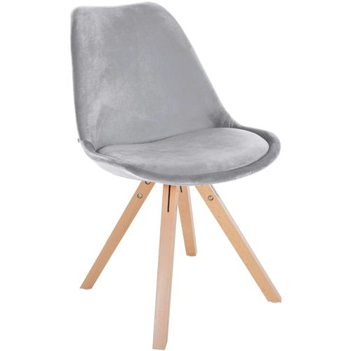 Chaise De Salle À Manger X1 Style Scandinave En Velours Gris Clair Pieds En Bois Clair 10_0001474