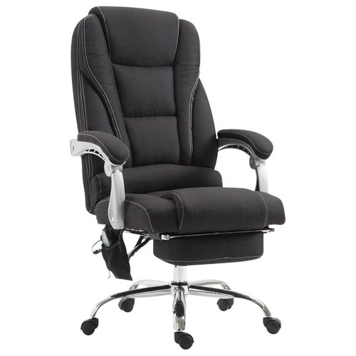Fauteuil De Bureau Avec Fonction Massage Et Repose-Pieds Ajustables En Tissu Noir 10_0002592