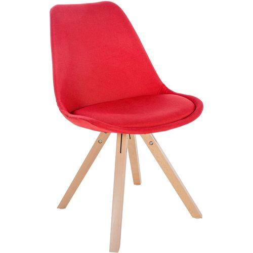 Chaise De Salle À Manger X1 Style Scandinave En Tissu Rouge Pieds En Bois Clair 10_0001487