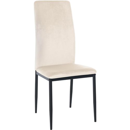 Chaise De Salle À Manger X1 Design Classique En Velours Crème Piètement À Quatre Pieds En Métal Noir 10_0002096