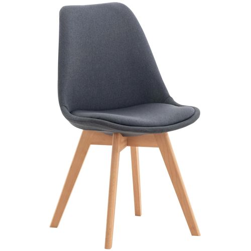 Chaise De Salle À Manger X1 Design Scandinave En Tissu Gris Foncé Et Pieds En Bois Clair 10_0002293