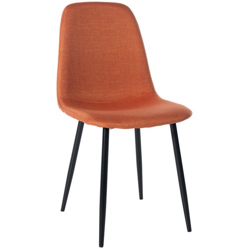 Chaise De Salle À Manger X1 Design Simple Avec Pieds En Métal Noir Assise En Tissu Orange 10_0002072