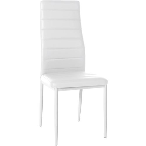 Chaise De Salle À Manger X1 Design Simple En Pvc Blanc Avec Couture Décorative Cadre En Métal Blanc 10_0002053