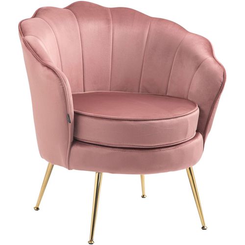 Fauteuil Lounge Chaise De Chaise Rembourrée Avec Coutures Décoratives Revêtement En Velours Rose Et Pieds Métal Doré Fal101557