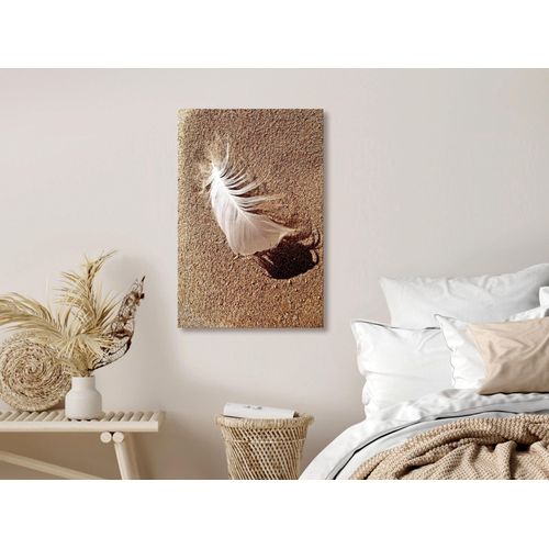 Tableau toile de décoration murale impression premium en 1 partie sur châssis en bois motif Plume sur le sable 20x30cm 11_0017645