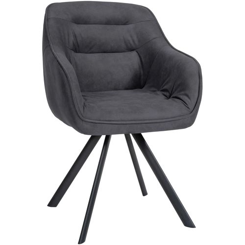 Chaise De Salle À Manger X1 Design Moderne Confortable En Tissu Noir Piétement Stable À Quatre Pieds En Métal 10_0002344