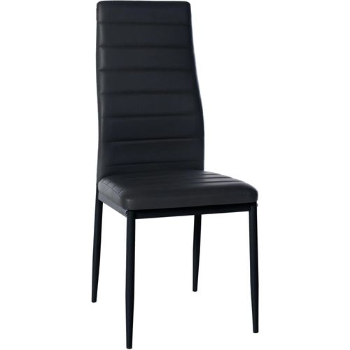Chaise De Salle À Manger X1 Design Simple En Pvc Noir Avec Couture Décorative Cadre En Métal Noir 10_0002054