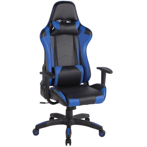 Fauteuil De Bureau Design Sportif Mécanisme D'inclinaison Coussins En Pvc Noir / Bleu 10_0002550