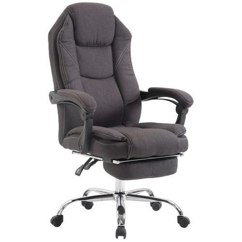 Fauteuil De Bureau Sur Roulettes Dossier Et Repose-Pied Réglable En Tissu Gris Foncé Et Métal 10_0002439