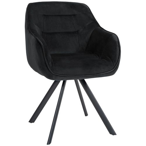Chaise De Salle À Manger X1 Design Moderne Confortable En Velours Noir Piétement Stable À Quatre Pieds En Métal 10_0002341