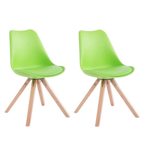 Lot De 2 Chaises De Salle À Manger Scandinave Synthétique Vert Pieds Bois Cds10023