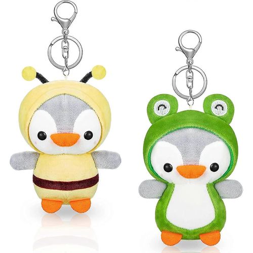 Mignon Pingouin Porte-Clés 2 Pièces Peluche Pingouin Pendentif Petite Grenouille Abeille Animal En Peluche 5 Pouces Mini Pingouin Jouets En Peluche Pour Sacs À Dos Accessoires Enfants Ch