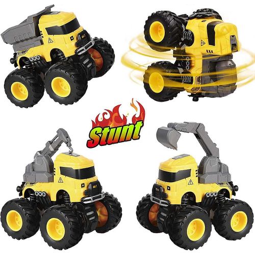 Jouets De Camion De Construction, 4 Pack Push & Go Véhicules D¿Ingénierie Avec Excavatrice Grue À Benne Basculante Mélangeur Tirer En Arrière Jouets De Voiture Pour Enfants Fête De Noël D¿Anniversaire