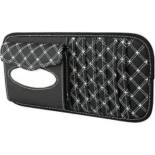 Voiture Cd Porte-Cd Boîte De Mouchoirs 2 En 1 Pare-Soleil Organisateur Avec 6 Pochettes De Stockage Dvd Cuir Auto Visor Cd Étui Cd Pochette De Rangement De Poche Mode
