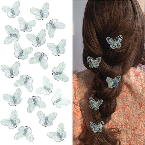20pcs Blue Butterfly Hair Clips Set, Cute Mini Hair Clips Pour Les Filles Petites Pinces À Cheveux Pour Femmes, Glitter Girls Hair Clips Clear Hair Clips, Y2k Accesso 