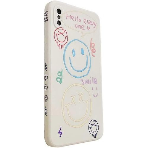 Happy Smile Graffiti Impression Latérale Mignonne Coque De Téléphone Compatible Pour Iphone X Xs Coque Pour Femmes Hommes Mode Mince Coques Souples Pour Apple Iphone X & Xs