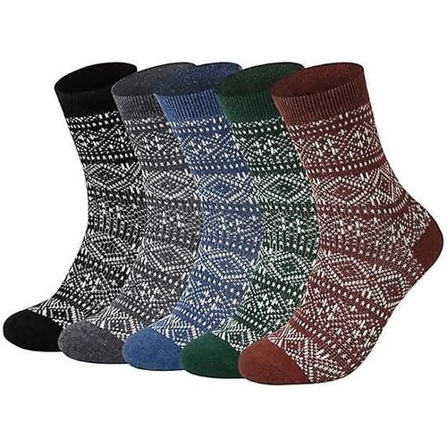 5 Paires Dames Chaussettes D¿Hiver Respirant Chaussettes Douces, Laine Chaussettes Épaisses Chaussettes Colorées Cadeaux De Noël Pour Femmes