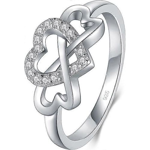 Amour Coeur Torsadé Éternité Bande-925 Anneaux En Argent Sterling Pour Les Femmes-Platine Plaqué Sur Bande De Mariage En Argent Sterling Pour Femmes-Promesse Bagues Pour Elle