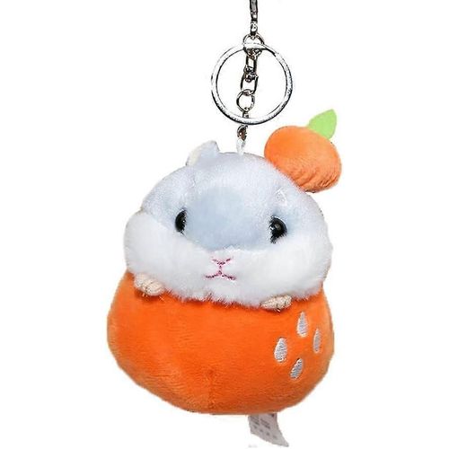 Hommes Femmes Créatif Super Mignon Belle Se cacher Dans Fruit Corps Rond Curieux Hamster Bébé Pendentif Porte-clés Porte-clés Porte-clés Cadeau Pendentif Sac à main Tote Pur