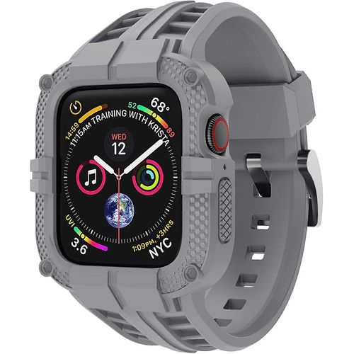 Bracelet Compatible Avec Apple Watch Series 7 41mm Pour Series 6 5 4 40mm Series 3 38mm, Tpu Rugged Band Avec Étui De Protection Intégrale Pour Femmes/Hommes Gris