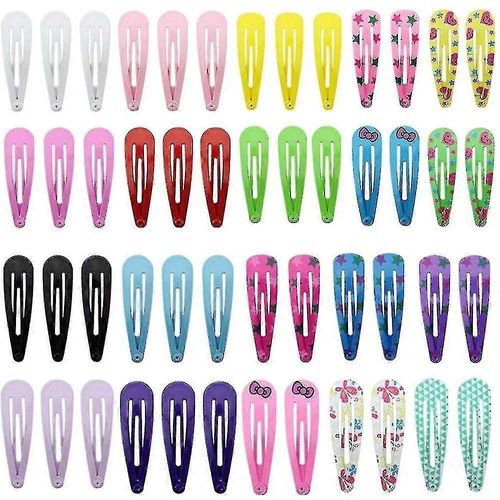 Pack De 50 Snap Hair Clips -Métal Pretty Cute Beauty Hair Accessory Kids Girls - Couleurs Assorties - 50mm