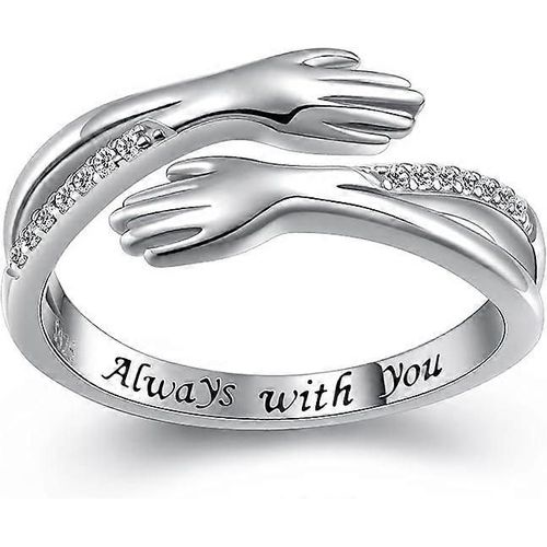 Bague Câlin, Anneaux De Câlin En Argent Sterling S925 Pour Les Femmes Fille, Étreinte Main Ouverte Bague De Promesse, Cadeaux D'anniversaire De La Saint-Valentin Fête Des Mères